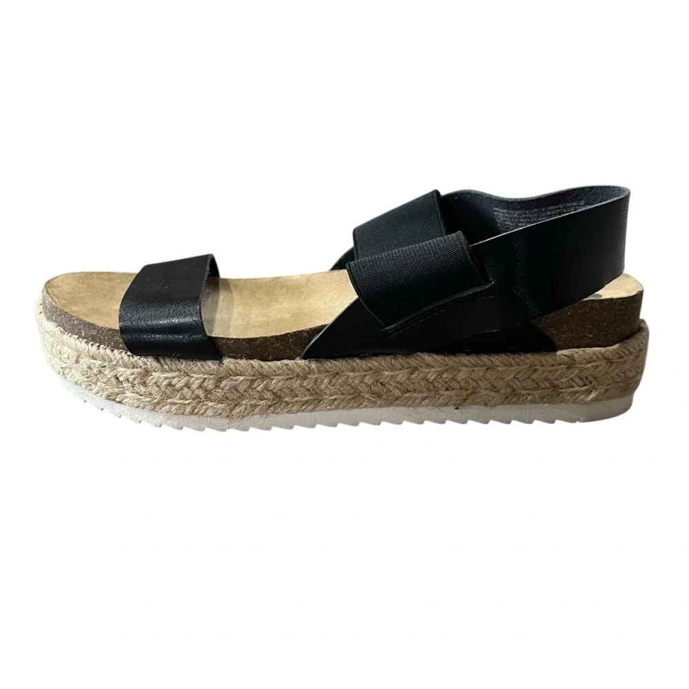 Big Buddha Sandals Women’s Size 9 Black Jute Platform Open Toe Chunky Shoes